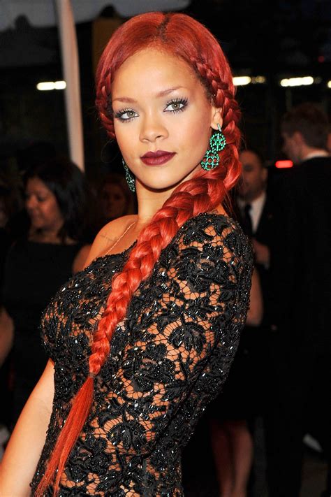 Rihannas Most Iconic Hair Looks Rihanna Hairstyles Rihanna Red Hair
