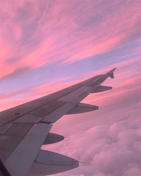 Photography Inspo Travel Pink Sunset Plane Wing Travel Photography