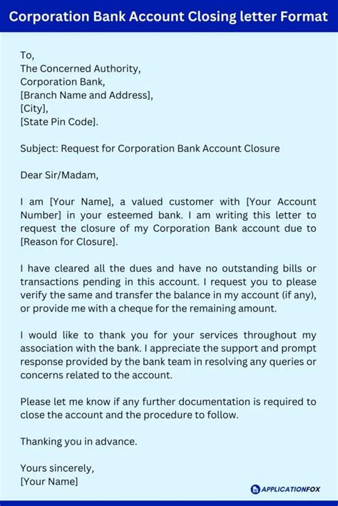 10 Samples Application For Closing Bank Account