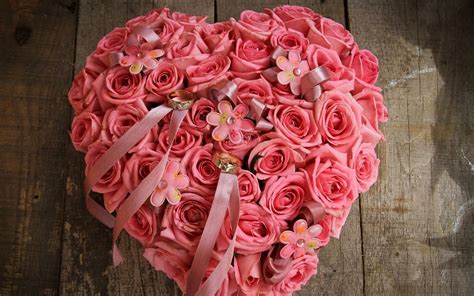 Rose Pink Beautiful Flowers Flower Buds Ring Heart Love Wallpaper