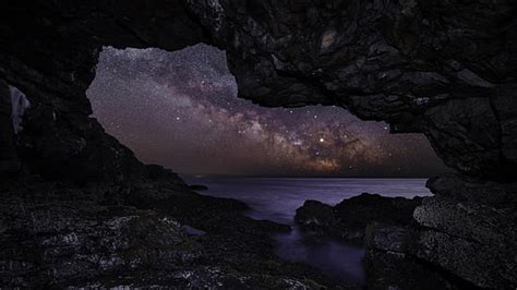 Hd Wallpaper Nature Landscape Milky Way Starry Night Desert Rock