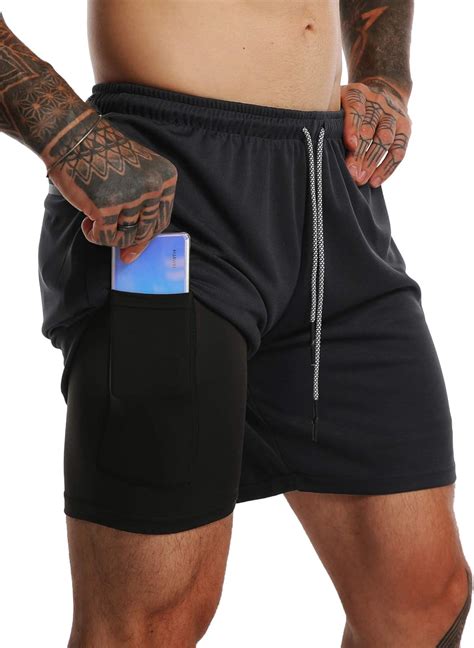 Gymbullfight Mens 2 In 1 Gym Sport Shorts 5 Compression Liner Workout