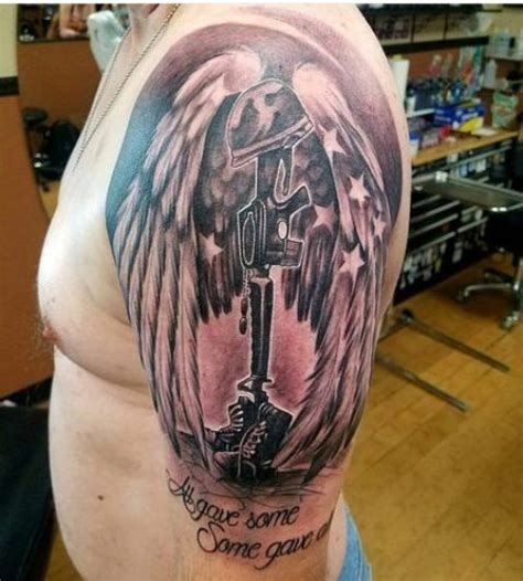 This design incorporates the st. Soldier cross tattoo on upper arm | tattoosbasket ...