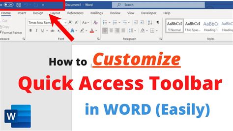 How To Customize The Quick Access Ribbon Toolbar In Microsoft Word Youtube