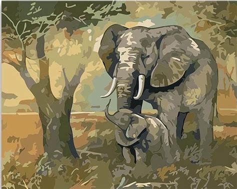 Gentle Touch Elephant Animals Paint By Number Paint By Numbers For