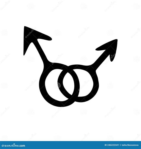 Vector Two Crossed Symbols Of Mars Male Gender Symbols In Doodle Style