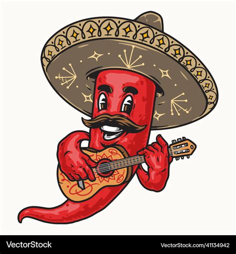 hot chili pepper in sombrero royalty free vector image