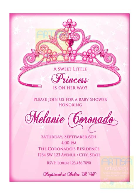 Princess Baby Shower Invitation Diy Princess Crown Baby Etsy