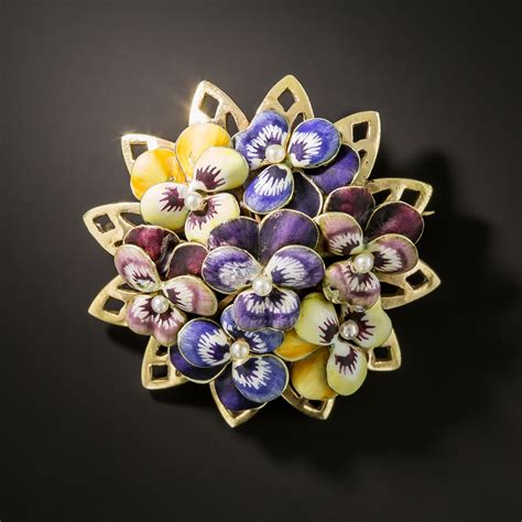 Mid Century Enamel Flower Pin Antique And Vintage Pins And Brooches