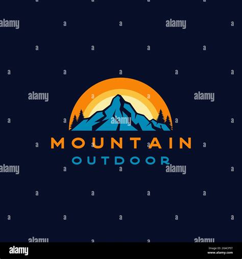 Mountain And Sun Adventure Outdoor Logo Design Stock Vector Image And Art