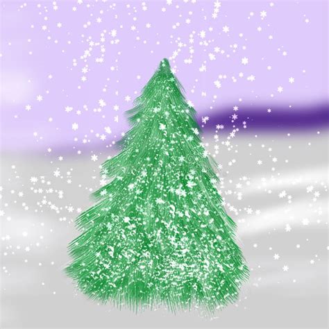 Christmas Tree With Snowfall Stock Illustration Illustration Of