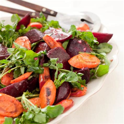 Roasted Beet And Carrot Salad With Watercress Americas Test Kitchen