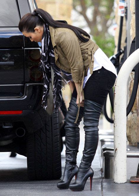 celebrities in boots kim kardashian in christian louboutin thigh high boots los angeles 03 22