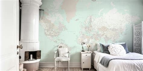 High Detail World Map Kalila Wallpaper Happywall