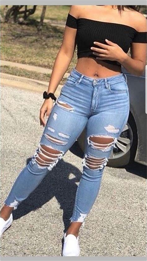 Stunning Edgy Outfits For Babe You Need To Try Cute Ripped Jeans Ripped Jeans Outfit