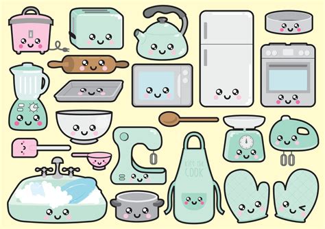 Premium Vector Clipart Kawaii Kitchen By Looklookprettypaper с