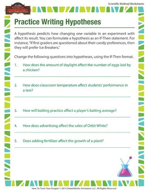 Practice Writing Hypotheses Hypothesis In The Scientific Method