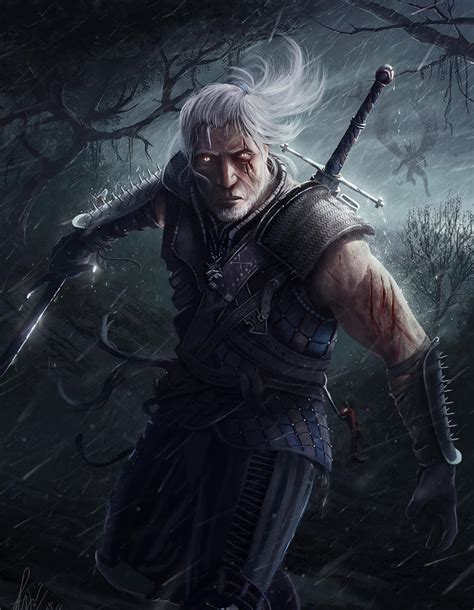 The White Wolf Geralt Of Rivia Digital Art By Quinton K Turnage Fine