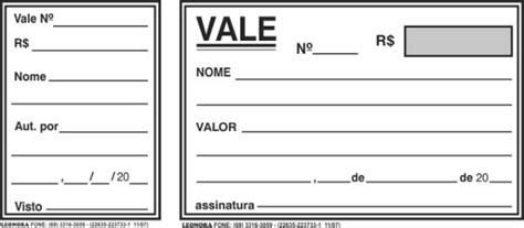 Recibo De Vale Modelos De Recibo De Vale Para Imprimir