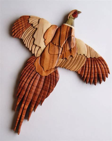 Pheasant Bird Intarsia Wood Carving Wall Hanging By Entwoodcrafts