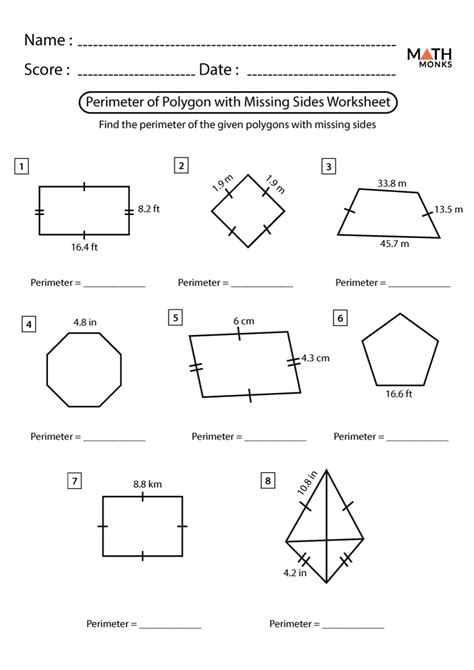Perimeter Of Polygons Worksheets Math Monks