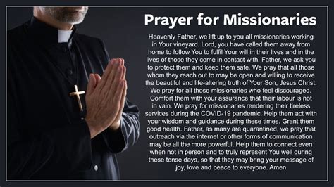 Prayer For Missionaries Carrying Out Their Mission Specially In These Times Of The Covid