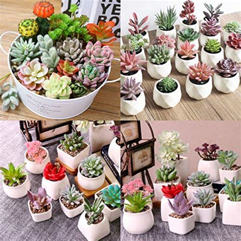 Augshy Fake Plants 16 Pack Fake Succulents Plants Small Artificial