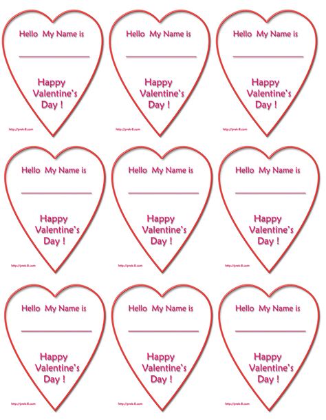 Valentine Name Tags Printable
