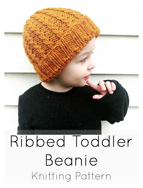 Always measure round the head above the ears where you want to wear your hat. Ribbed Knit Beanie Pattern/ Knitting Pattern for Toddler ...