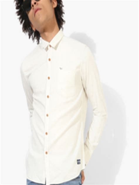 Buy Off White Textured Slim Fit Casual Shirt Shirts For Men 7941621