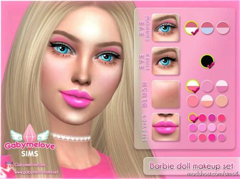Barbie Makeup Set Eyeshadow Eyeliner Blush And Lipstick Sims 4 Mod