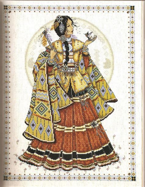 Stitches = 230w x 227h colours = 77 dmc colours finished size = 16.5 x 16.5 using 14count or 13 x 13 using 18count. Indian Maiden & Indian Warrior | Cross stitch, Winter ...