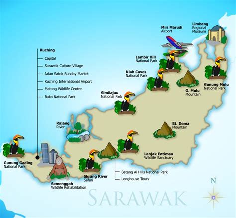 Sarawak Map Kuching Sarawak Borneo