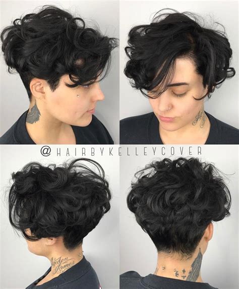 Cropped sides and back paired with a longer interior are the basic elements of a haircut, bangs being optional. Short haircut for girls undercut | Short curly haircuts ...