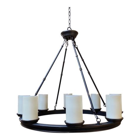 Pottery Barn Veranda Eight Light Round Bronze Chandelier