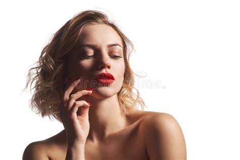 Closeup Of Naked Beautiful Woman Posing With Closed Eyes Stock Photo Image Of Charming Nude