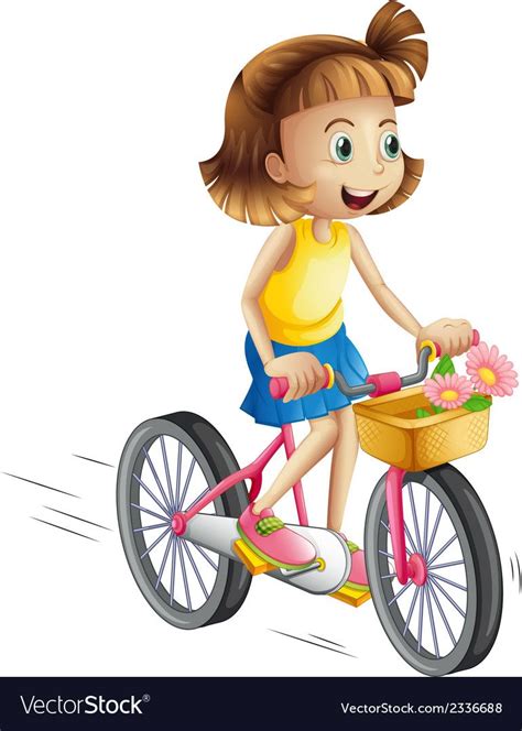 A Happy Girl Riding Bike Vector Image On Vectorstock Bike Illustration Bicycle Illustration