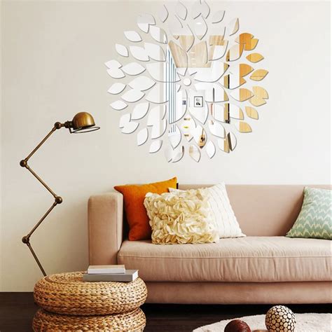 Buy Leaves Wall Art 3d Diy Acrylic Mirror Wall Sticker