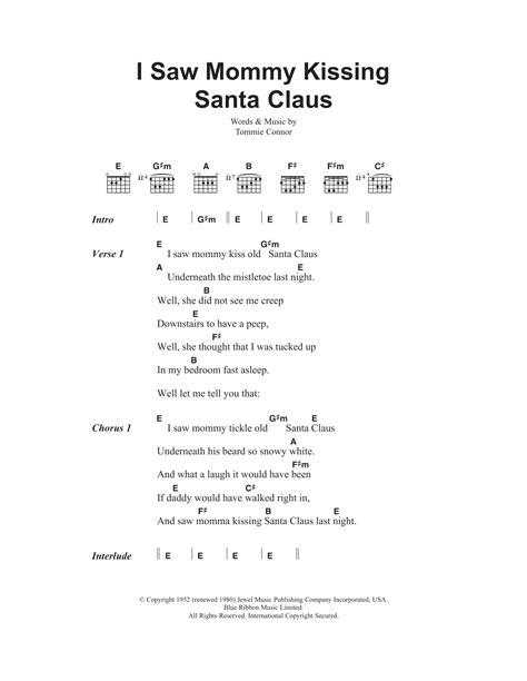I Saw Mommy Kissing Santa Claus Sheet Music Andy Williams Guitar