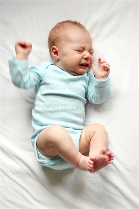 Sweet Newborn Baby Crying In Crib Stock Image Image Of