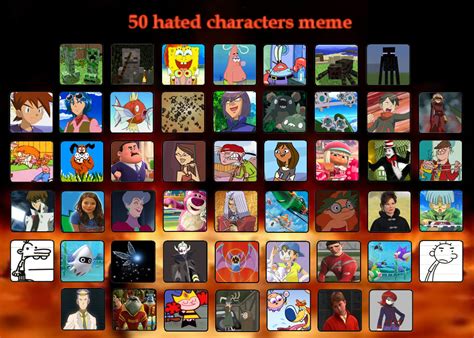 50 Hated Characters Meme By Reshiramaster On Deviantart