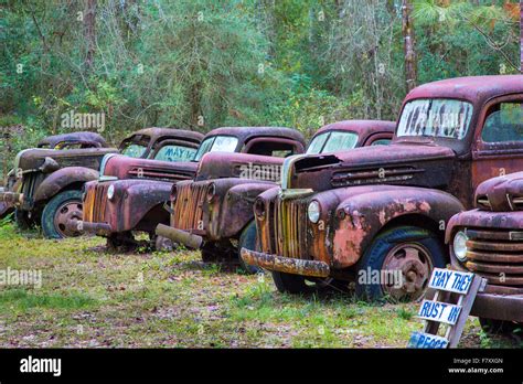 Old Rusted Abandoned Trucks And Cars Stock Photo Alamy