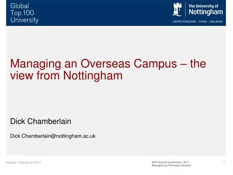 Ppt Managing An Overseas Campus The View From Nottingham Dick Chamberlain Powerpoint