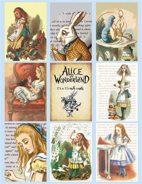 Alice In Wonderland Atc 25 X 35 Inch Cards Ephemera Junk Etsy