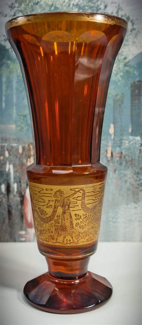 Moser W Oroplastic Decor Glass Art Bohemian Art Cut Glass Vase