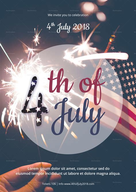 4th Of July Party Flyer Design Template In Psd Word Publisher