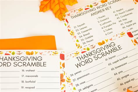 The Best Thanksgiving Word Scramble Printable Easy Recipes