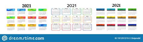 Calendario Para 2021 Aislado En Un Fondo Blanco Ilustración Del Vector Ilustración De