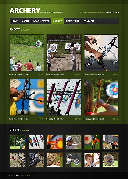 Archery Website Template 40595