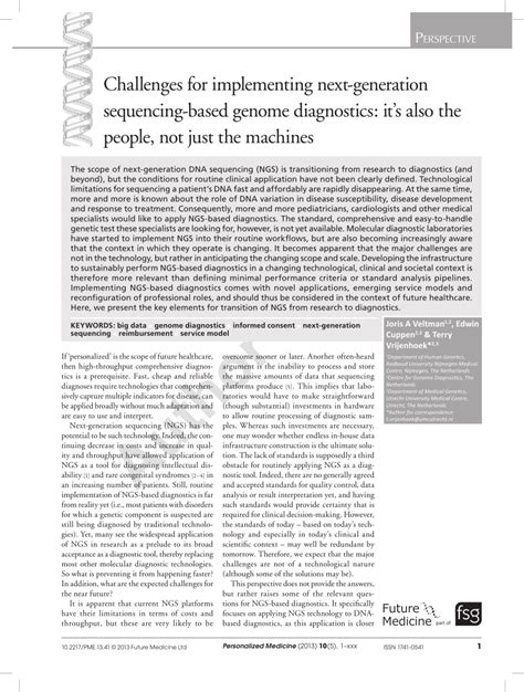 Pdf Challenges For Implementing Next Generation Sequencing Based